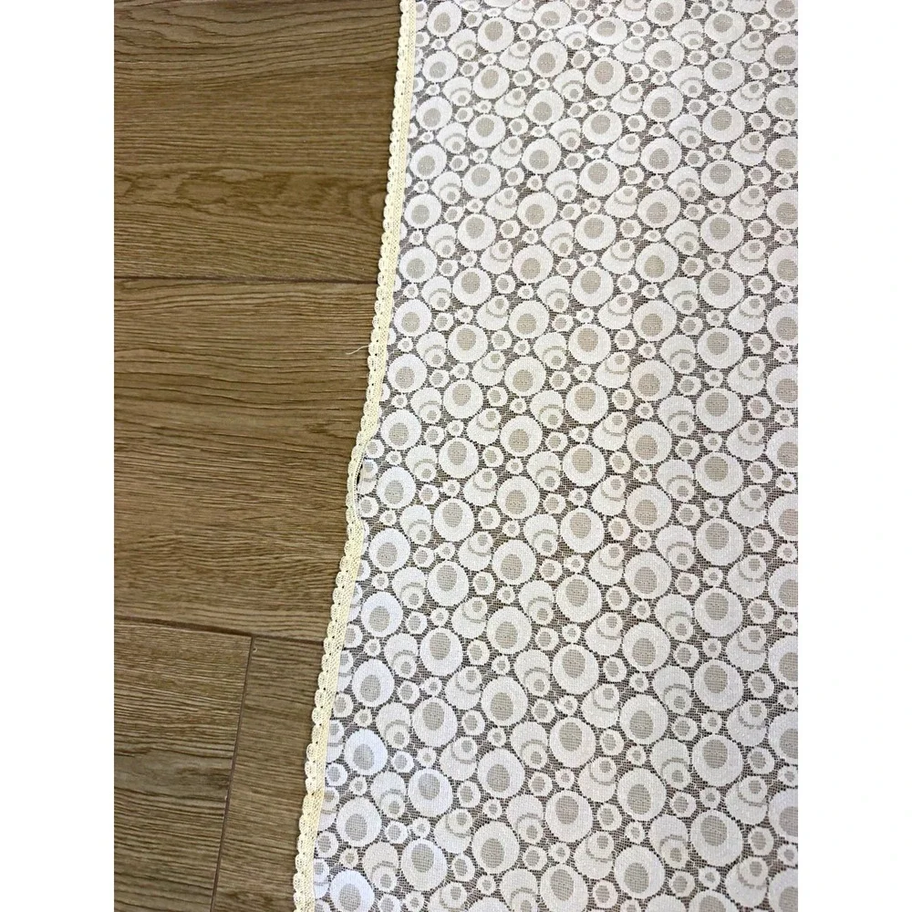 White Lace Table Runner Beige Trim Rectangular Shabby Style